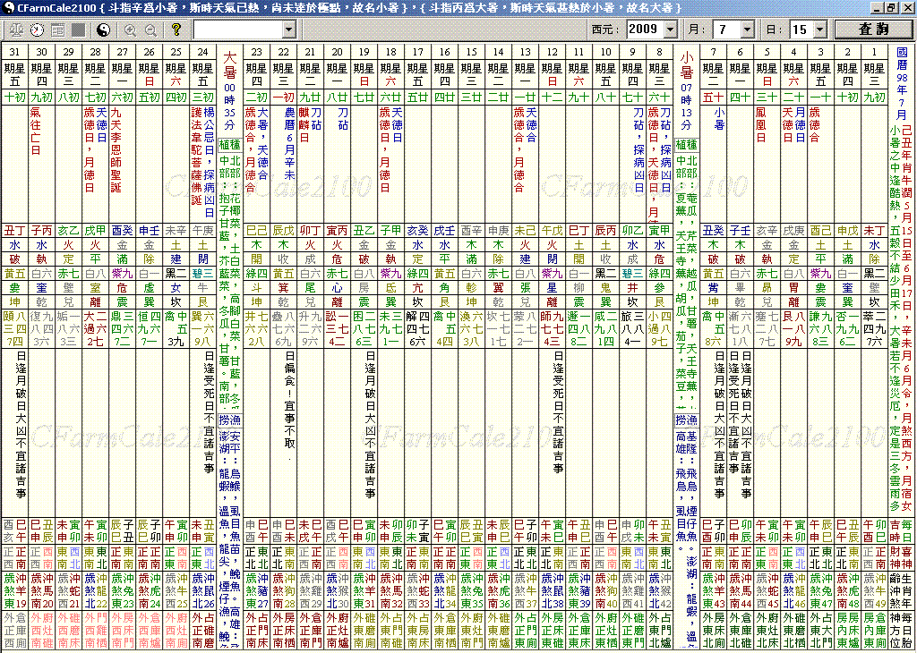 電子農民曆2018 CfarmCale2100