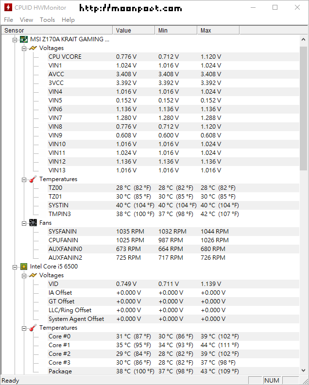 cpu溫度偵測軟體 – HWMonitor 免安裝