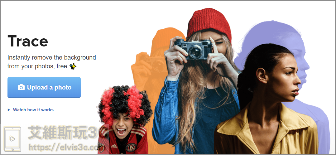 線上照片去背景工具 Stickermule Trace